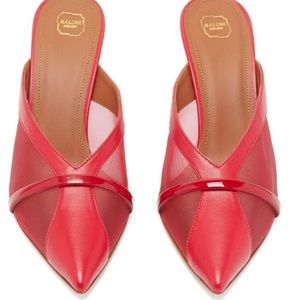 Malone Souliers Red Bobbi Panelled Mesh Mules